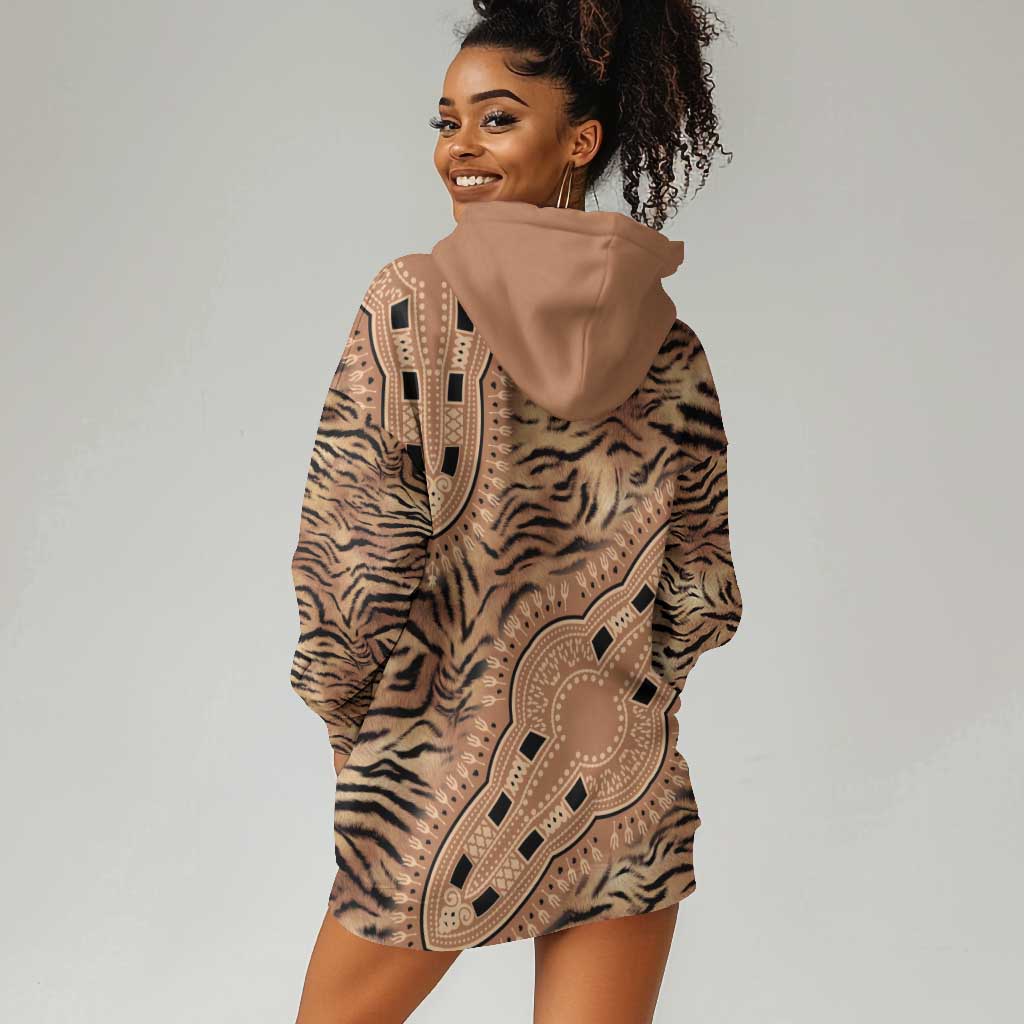 Afro Tiger Mix Dashiki Tribal Pattern Hoodie Dress LT9