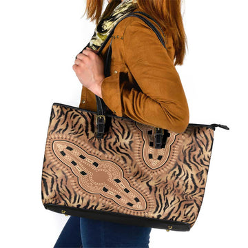 Africa Tiger Mix Dashiki Tribal Pattern Leather Tote Bag LT9