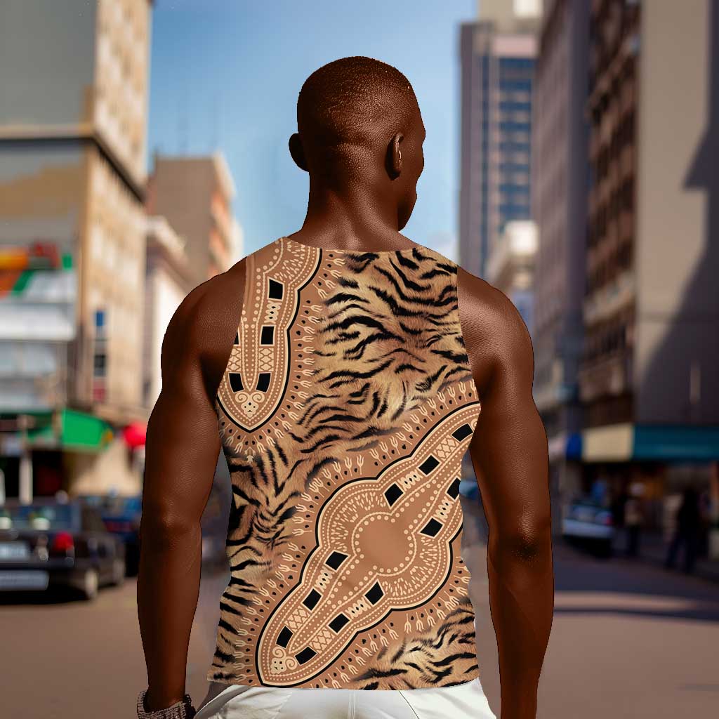 Afro Tiger Mix Dashiki Tribal Pattern Men Tank Top LT9