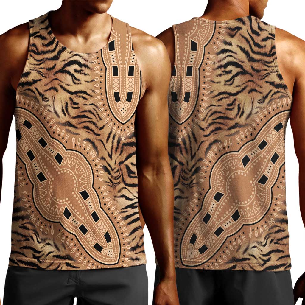 Afro Tiger Mix Dashiki Tribal Pattern Men Tank Top LT9