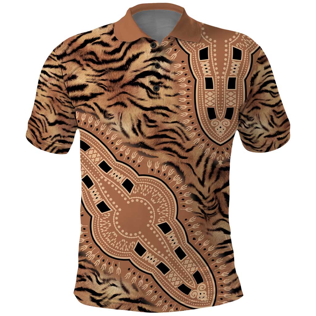 Africa Tiger Mix Dashiki Tribal Pattern Polo Shirt LT9