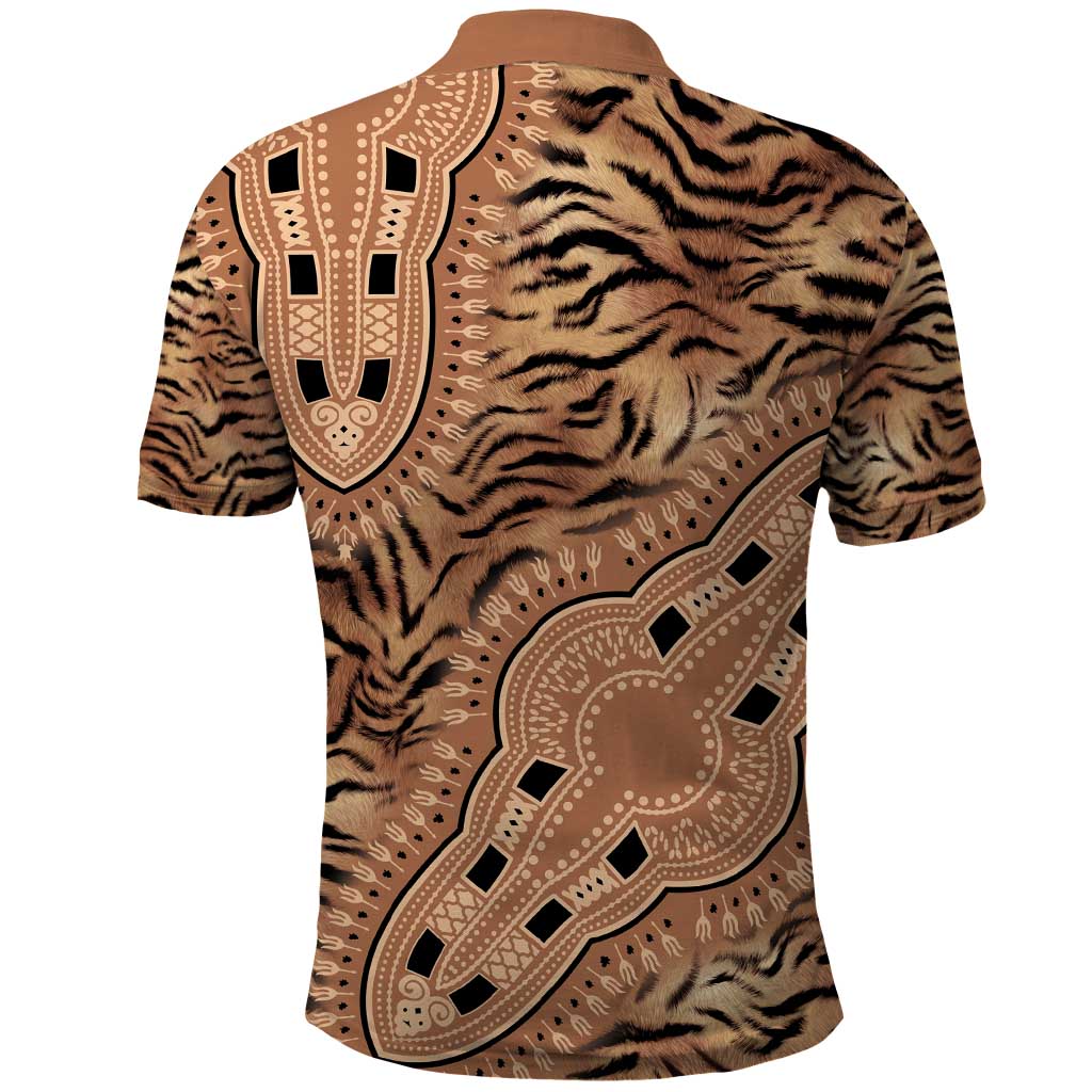 Africa Tiger Mix Dashiki Tribal Pattern Polo Shirt LT9