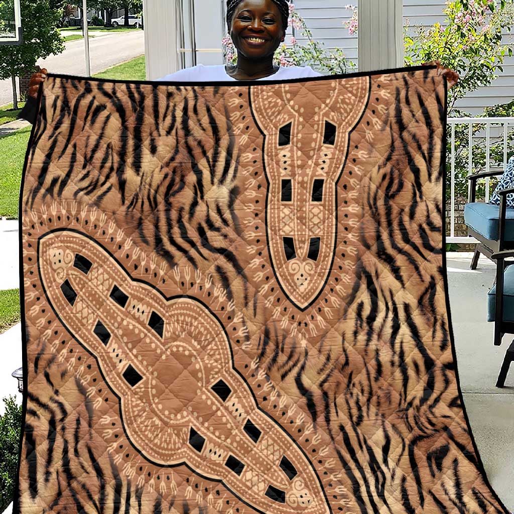 Afro Tiger Mix Dashiki Tribal Pattern Quilt LT9