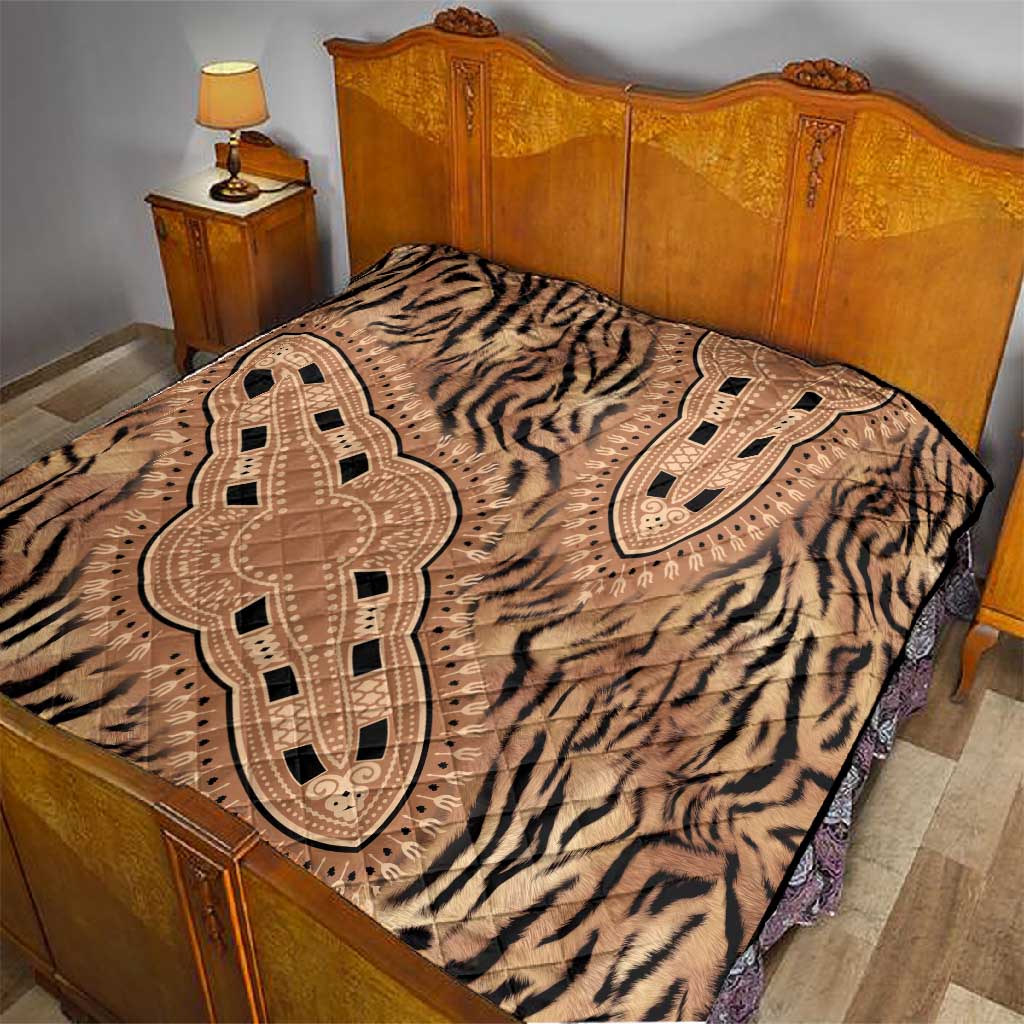 Afro Tiger Mix Dashiki Tribal Pattern Quilt LT9