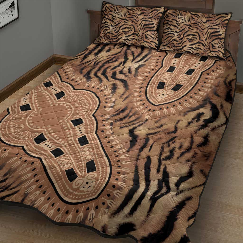 Afro Tiger Mix Dashiki Tribal Pattern Quilt Bed Set LT9