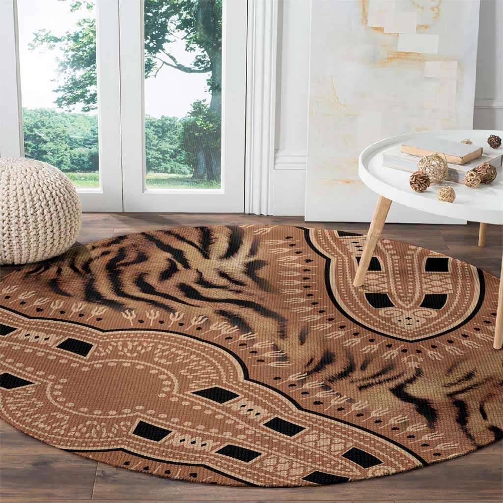 Afro Tiger Mix Dashiki Tribal Pattern Round Carpet LT9