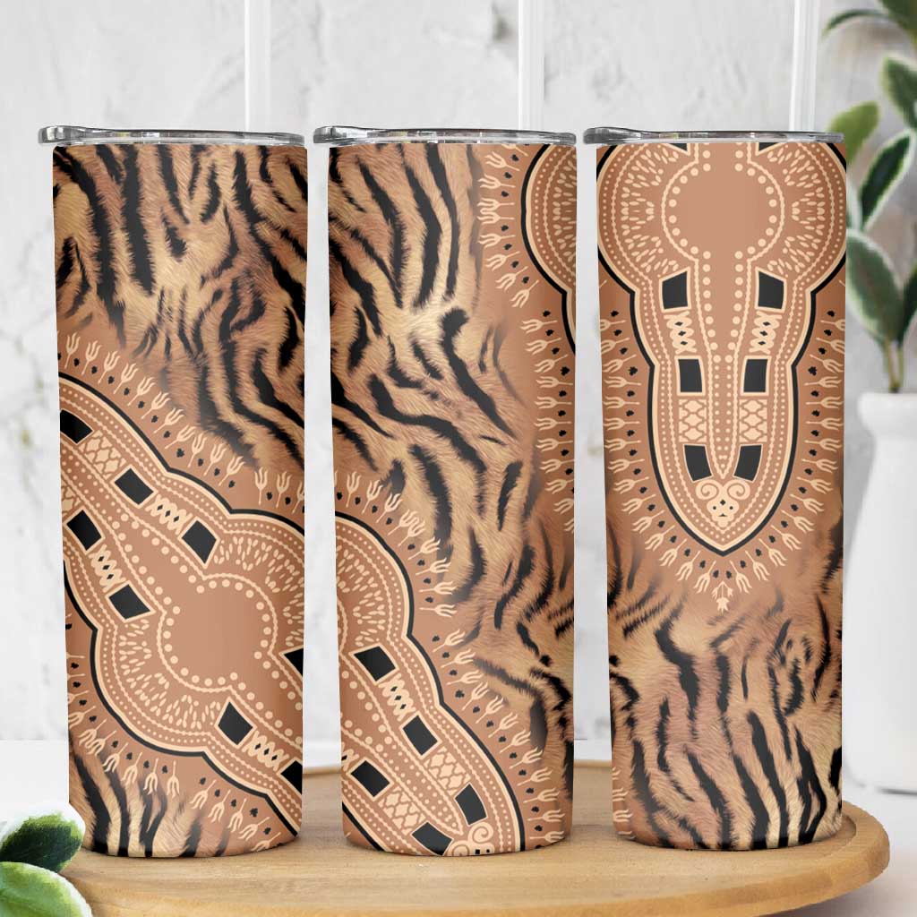 Afro Tiger Mix Dashiki Tribal Pattern Skinny Tumbler LT9