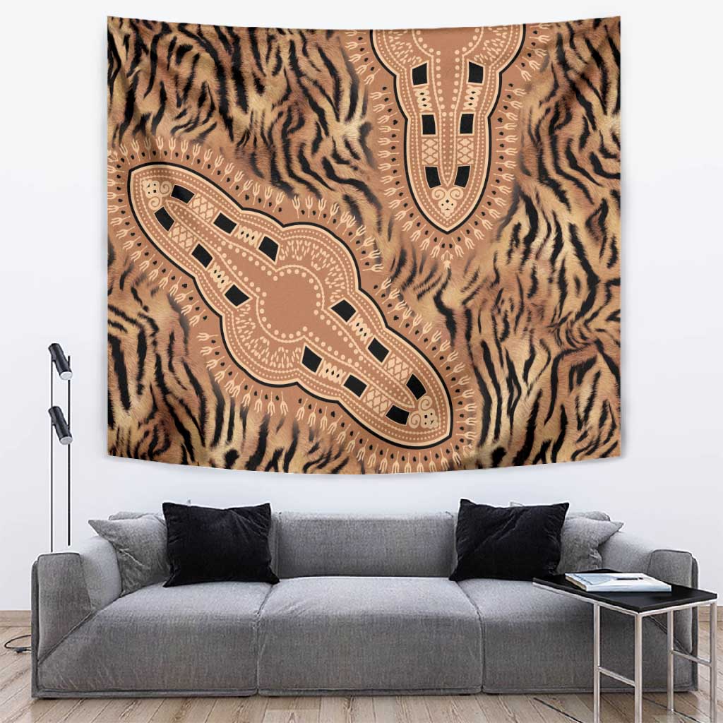 Afro Tiger Mix Dashiki Tribal Pattern Tapestry LT9