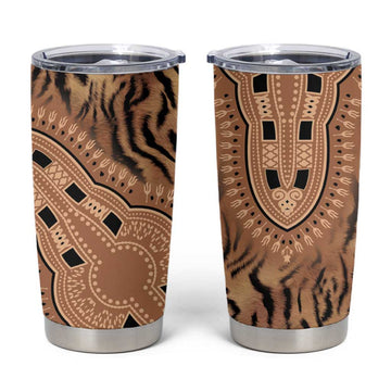 Afro Tiger Mix Dashiki Tribal Pattern Tumbler Cup LT9