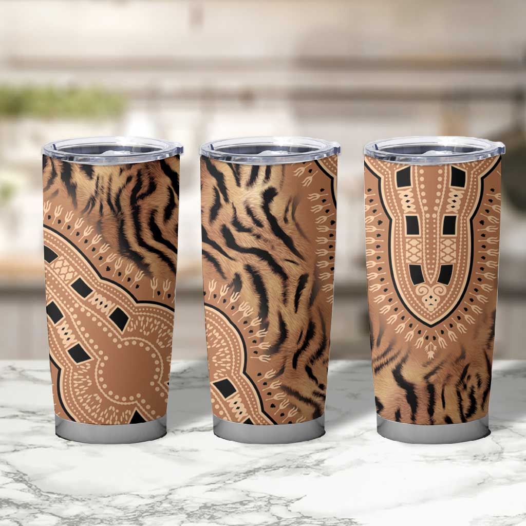 Afro Tiger Mix Dashiki Tribal Pattern Tumbler Cup LT9