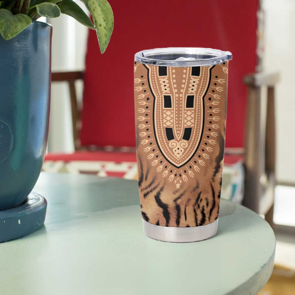Afro Tiger Mix Dashiki Tribal Pattern Tumbler Cup LT9