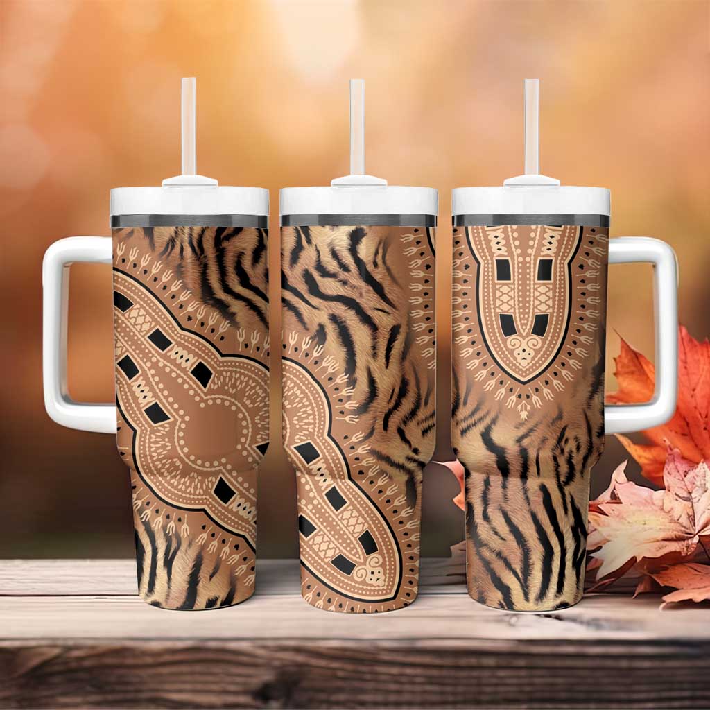 Afro Tiger Mix Dashiki Tribal Pattern Tumbler With Handle LT9