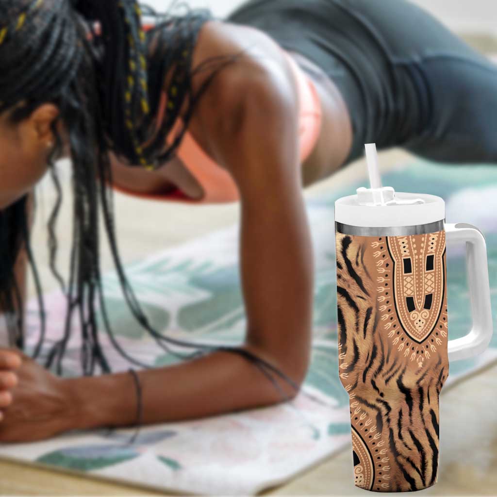 Afro Tiger Mix Dashiki Tribal Pattern Tumbler With Handle LT9