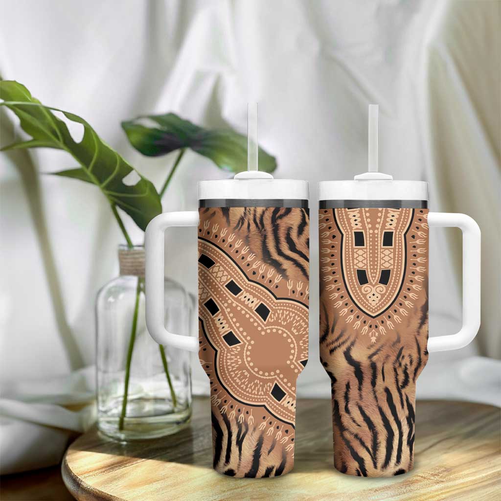 Afro Tiger Mix Dashiki Tribal Pattern Tumbler With Handle LT9