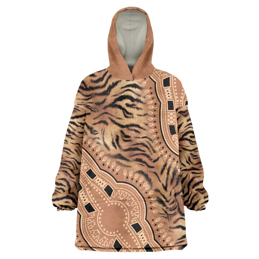Afro Tiger Mix Dashiki Tribal Pattern Wearable Blanket Hoodie LT9