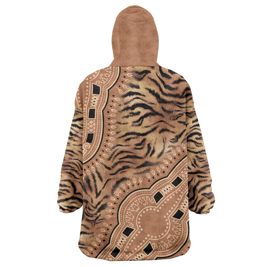 Afro Tiger Mix Dashiki Tribal Pattern Wearable Blanket Hoodie LT9