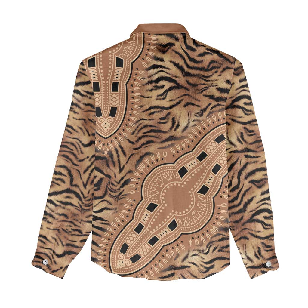 Afro Tiger Mix Dashiki Tribal Pattern Women Casual Shirt LT9
