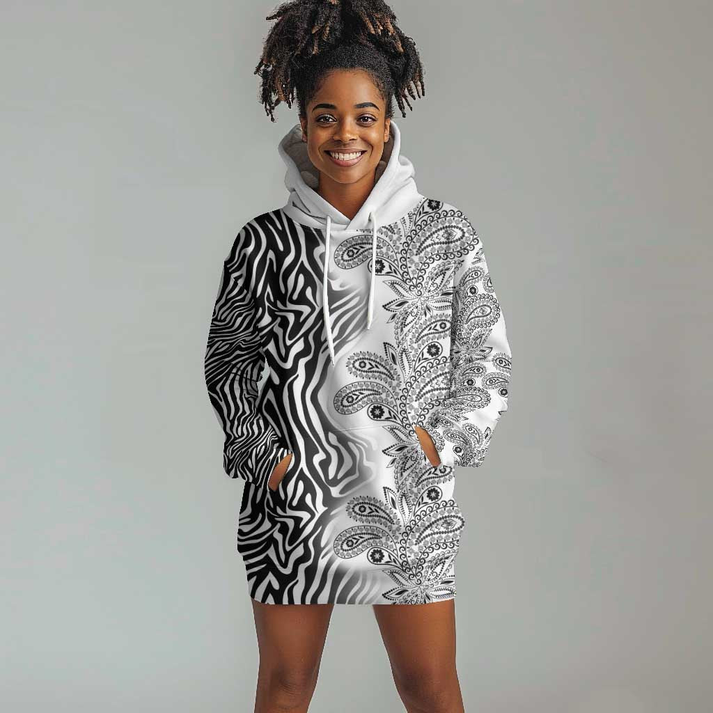 Afro Zebra Mix Paisley Tribal Pattern Hoodie Dress LT9