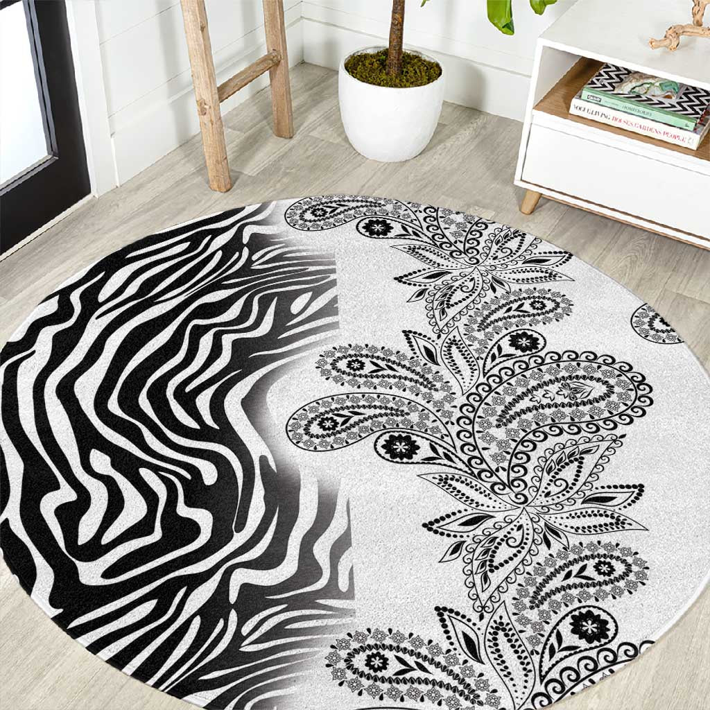 Afro Zebra Mix Paisley Tribal Pattern Round Carpet LT9