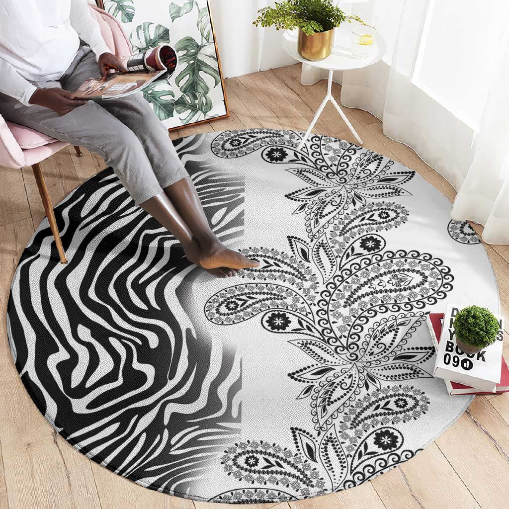 Afro Zebra Mix Paisley Tribal Pattern Round Carpet LT9