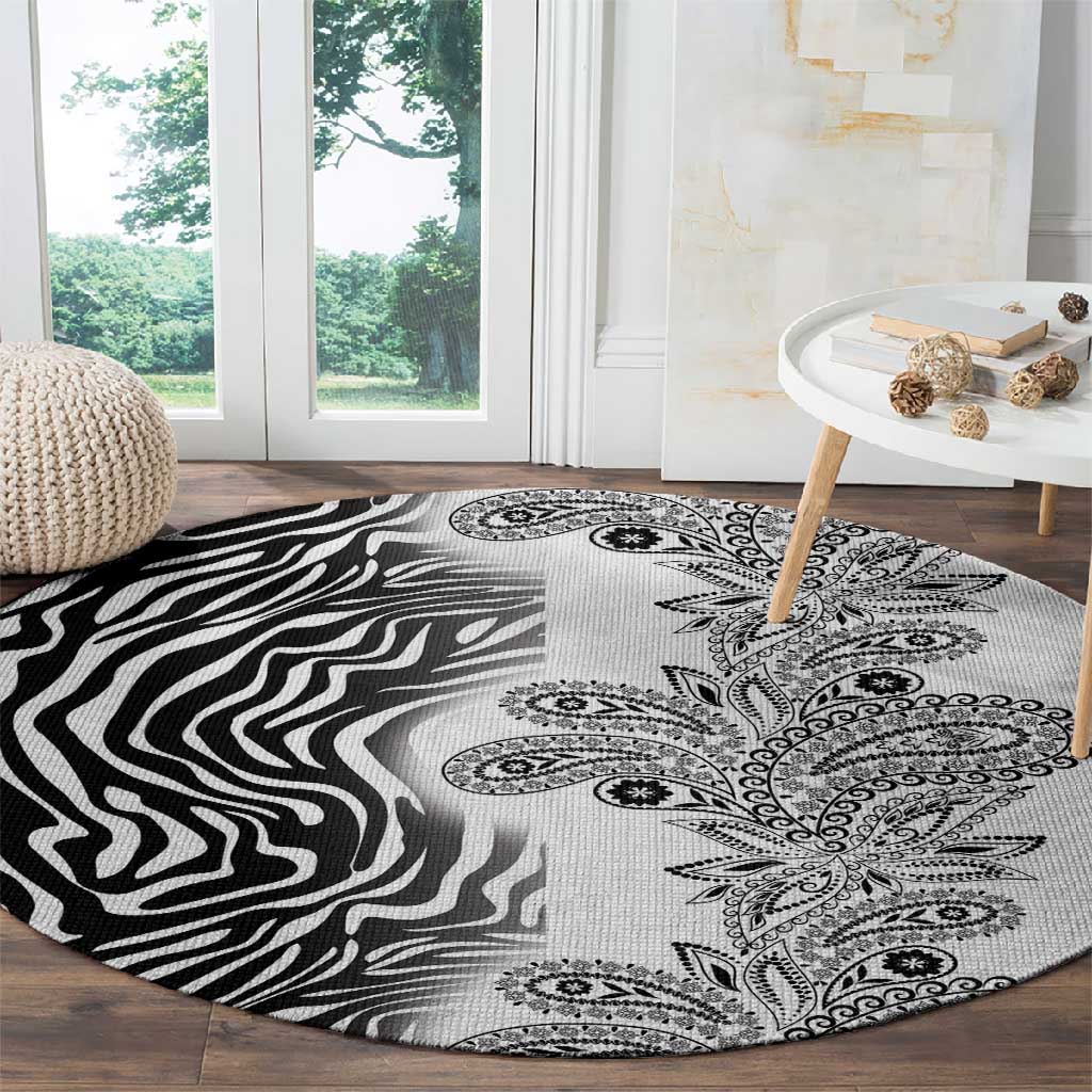 Afro Zebra Mix Paisley Tribal Pattern Round Carpet LT9