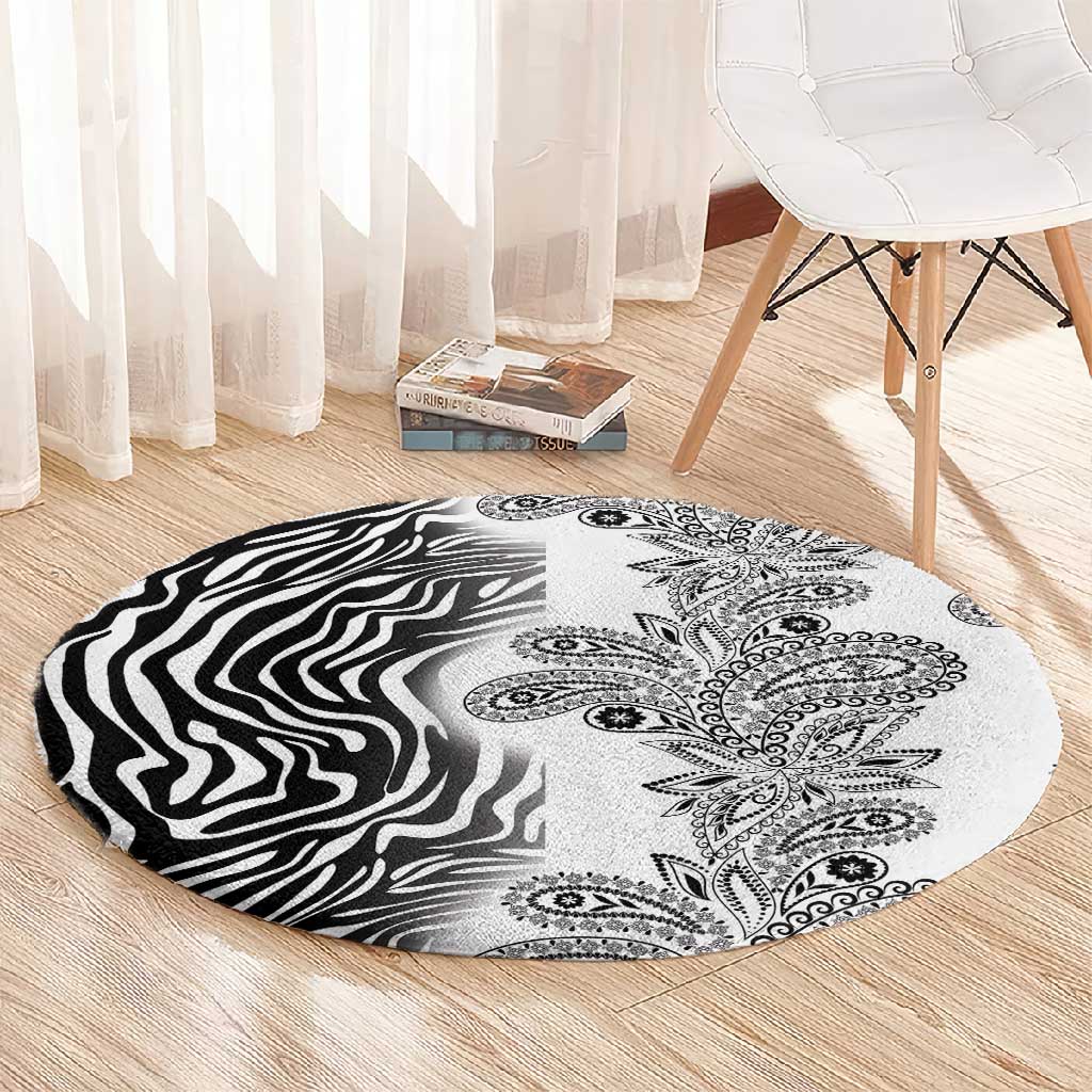 Afro Zebra Mix Paisley Tribal Pattern Round Carpet LT9
