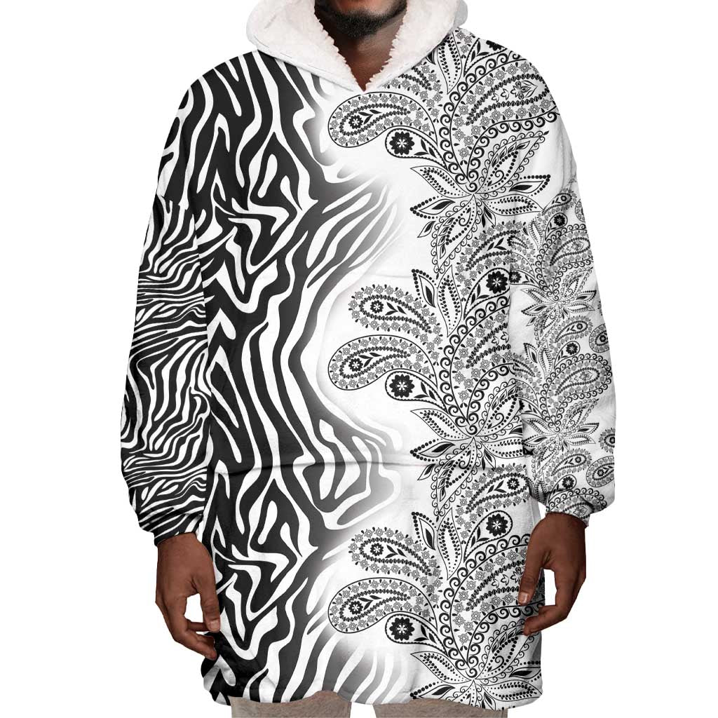 Afro Zebra Mix Paisley Tribal Pattern Wearable Blanket Hoodie LT9