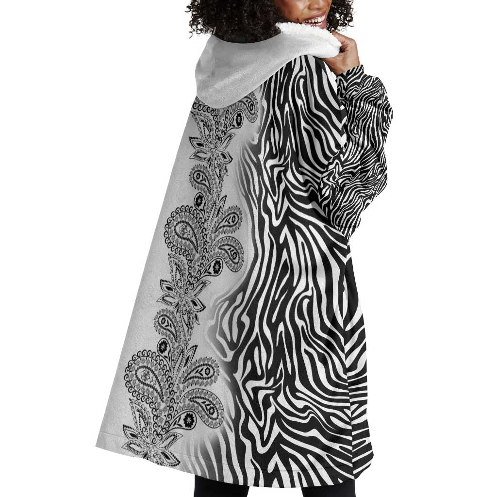 Afro Zebra Mix Paisley Tribal Pattern Wearable Blanket Hoodie LT9