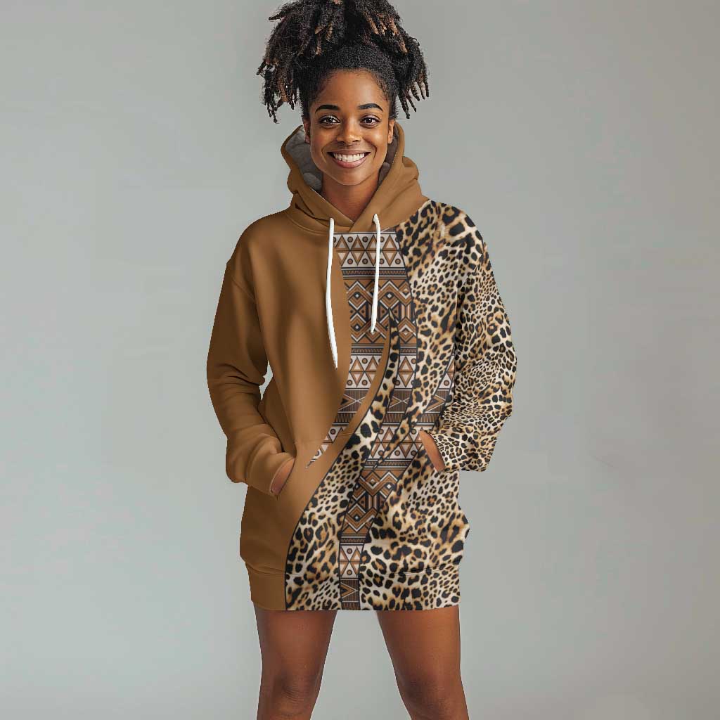Afro Leopard Mix Native Tribal Pattern Hoodie Dress LT9