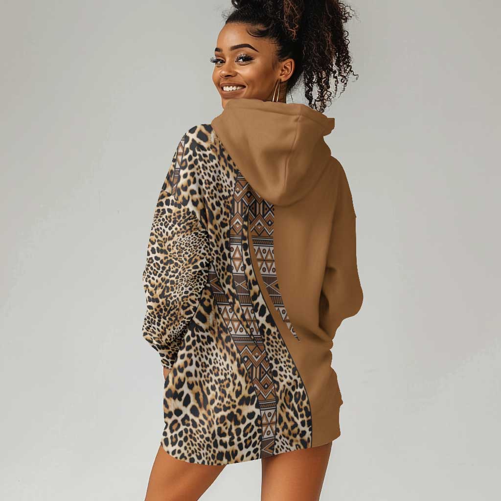 Afro Leopard Mix Native Tribal Pattern Hoodie Dress LT9