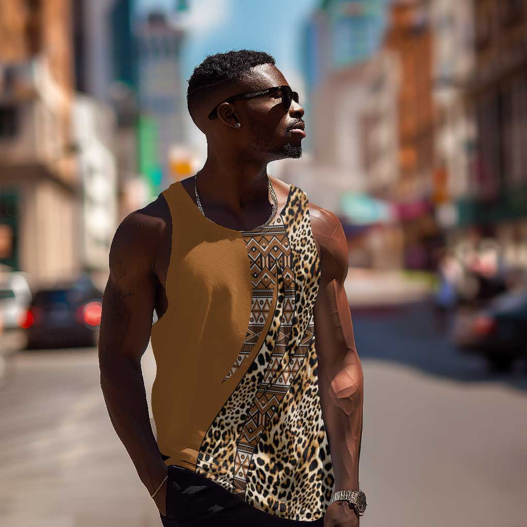 Afro Leopard Mix Native Tribal Pattern Men Tank Top LT9