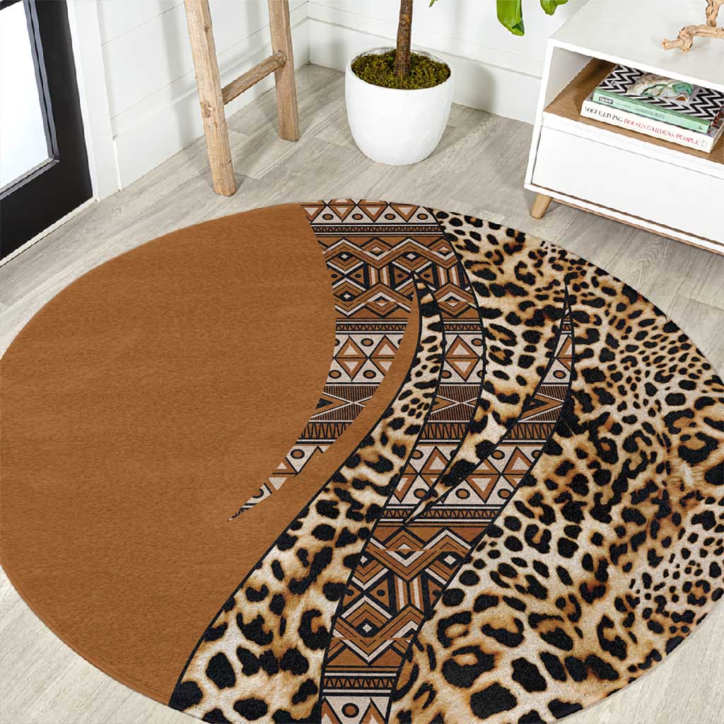 Afro Leopard Mix Native Tribal Pattern Round Carpet LT9