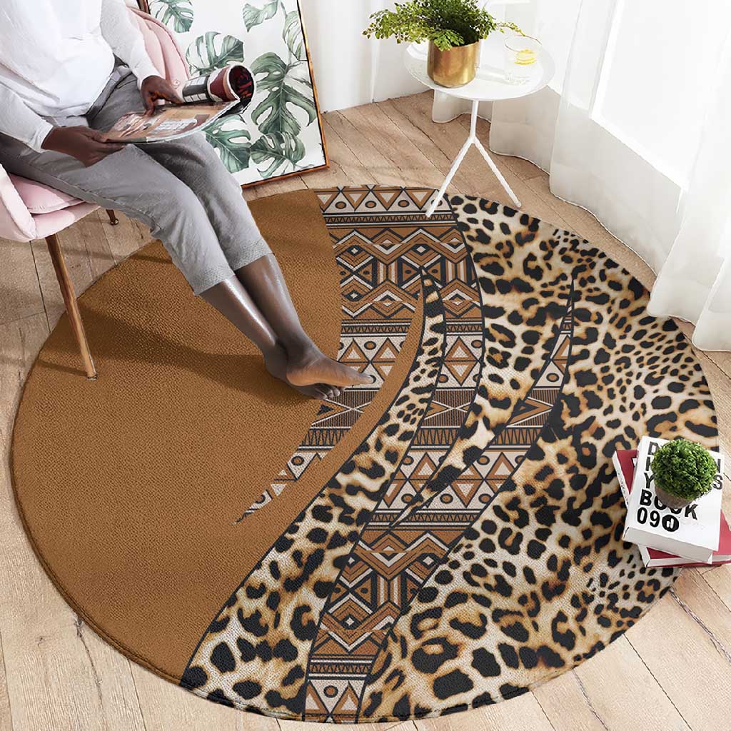 Afro Leopard Mix Native Tribal Pattern Round Carpet LT9