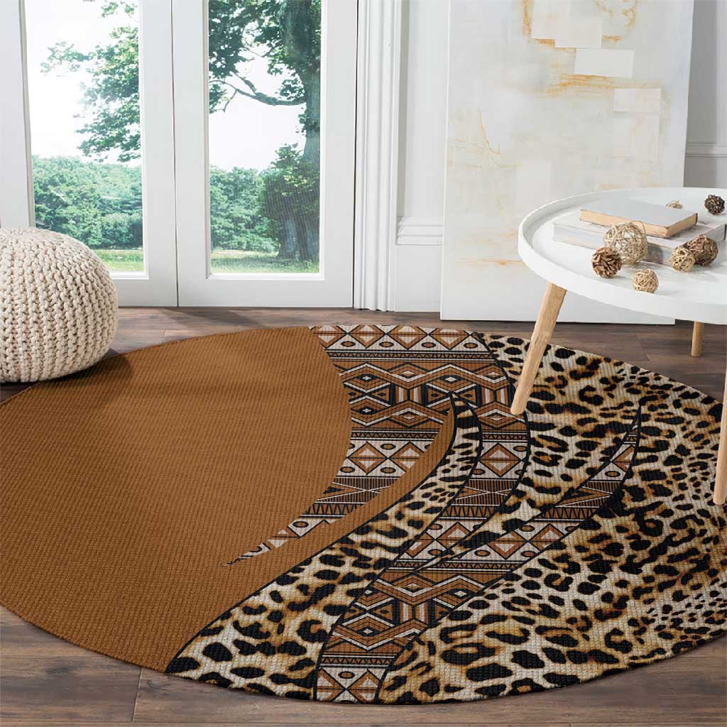 Afro Leopard Mix Native Tribal Pattern Round Carpet LT9