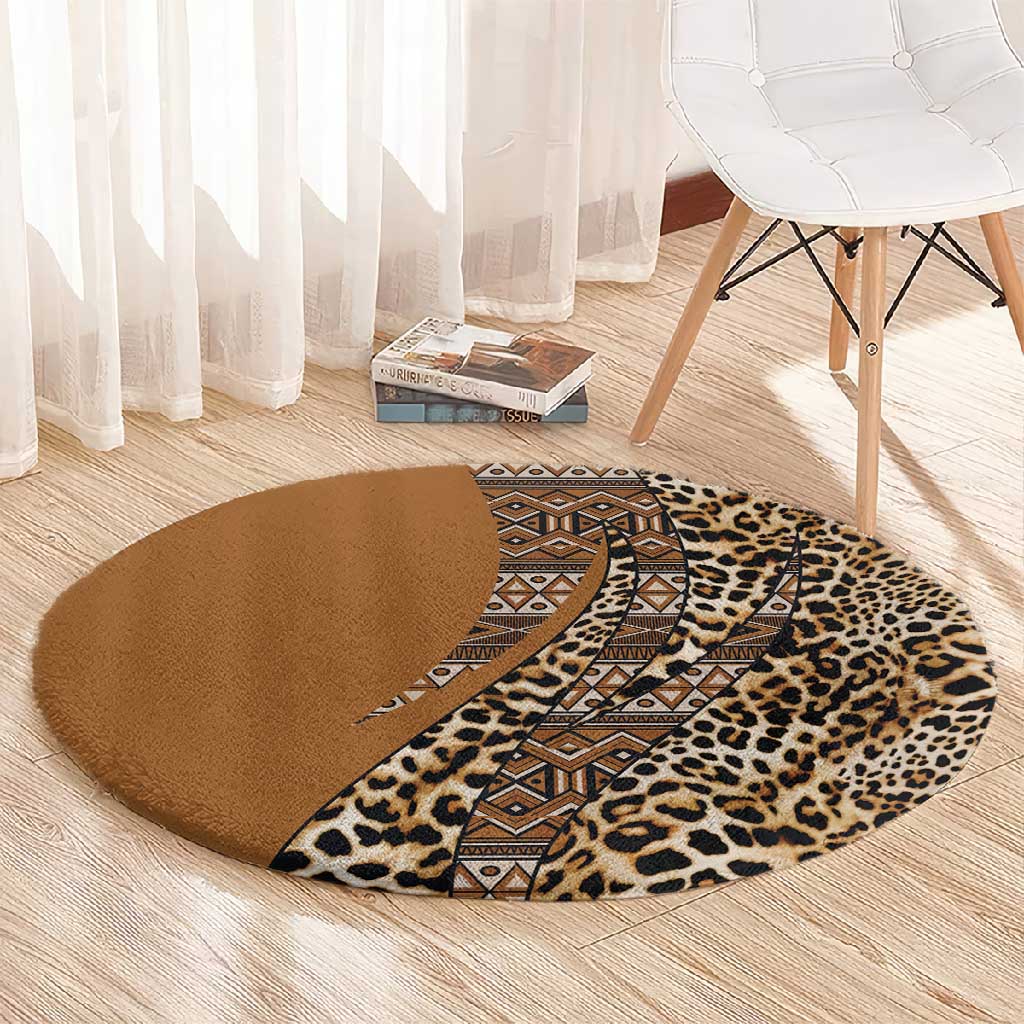Afro Leopard Mix Native Tribal Pattern Round Carpet LT9