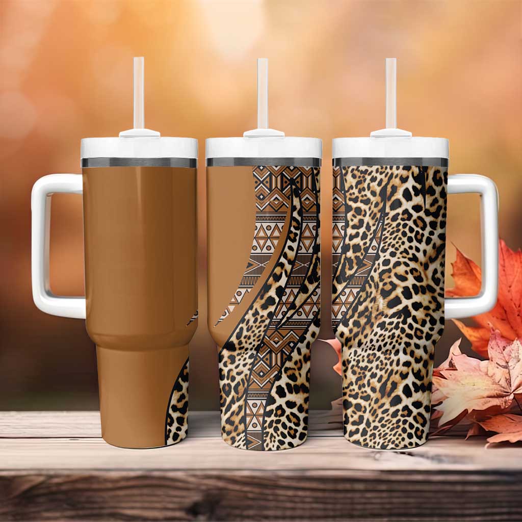 Afro Leopard Mix Native Tribal Pattern Tumbler With Handle LT9
