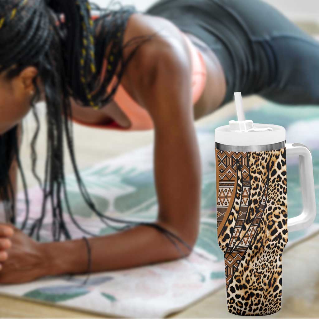 Afro Leopard Mix Native Tribal Pattern Tumbler With Handle LT9