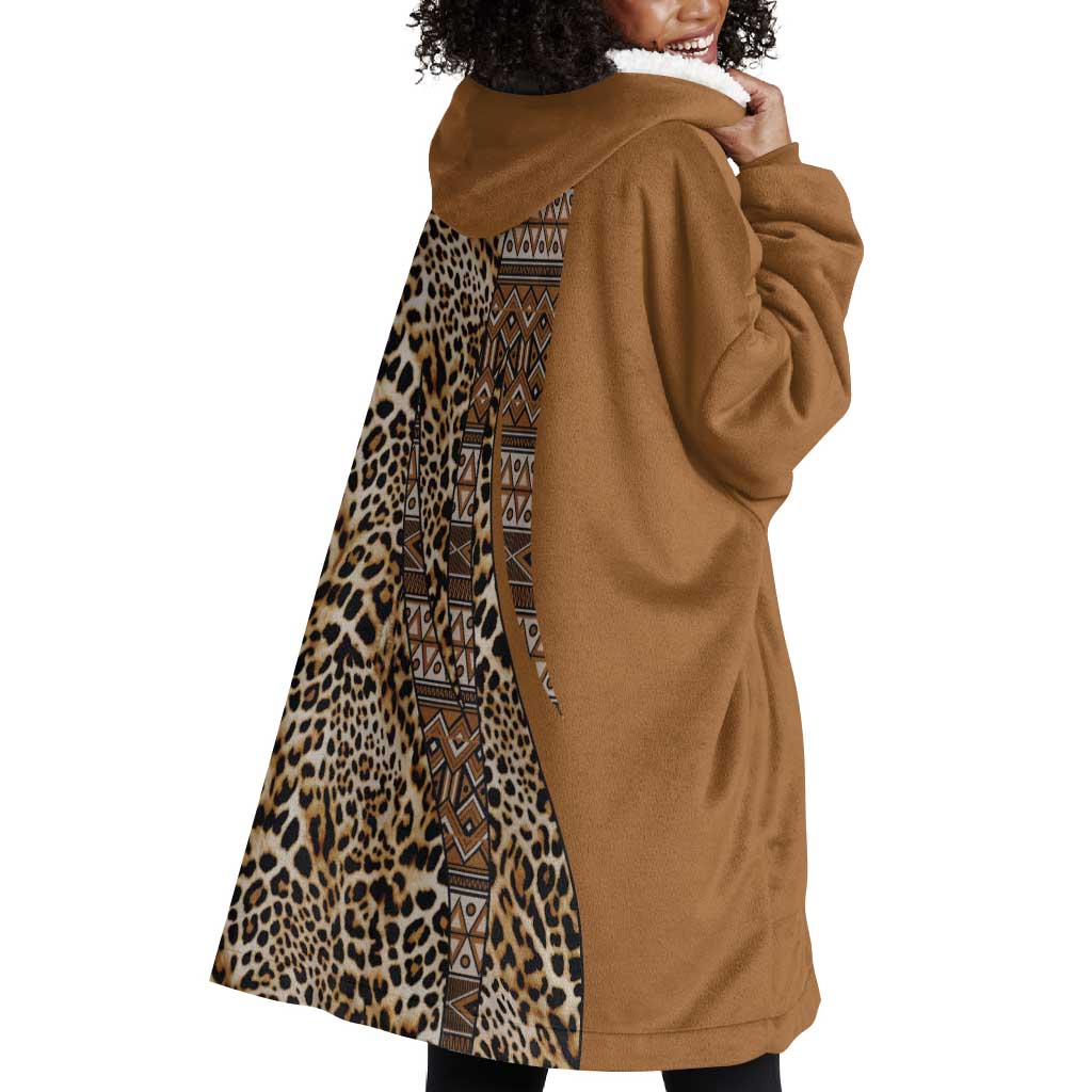Afro Leopard Mix Native Tribal Pattern Wearable Blanket Hoodie LT9