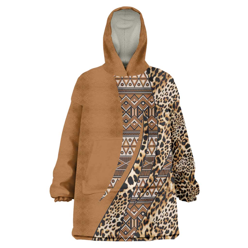 Afro Leopard Mix Native Tribal Pattern Wearable Blanket Hoodie LT9