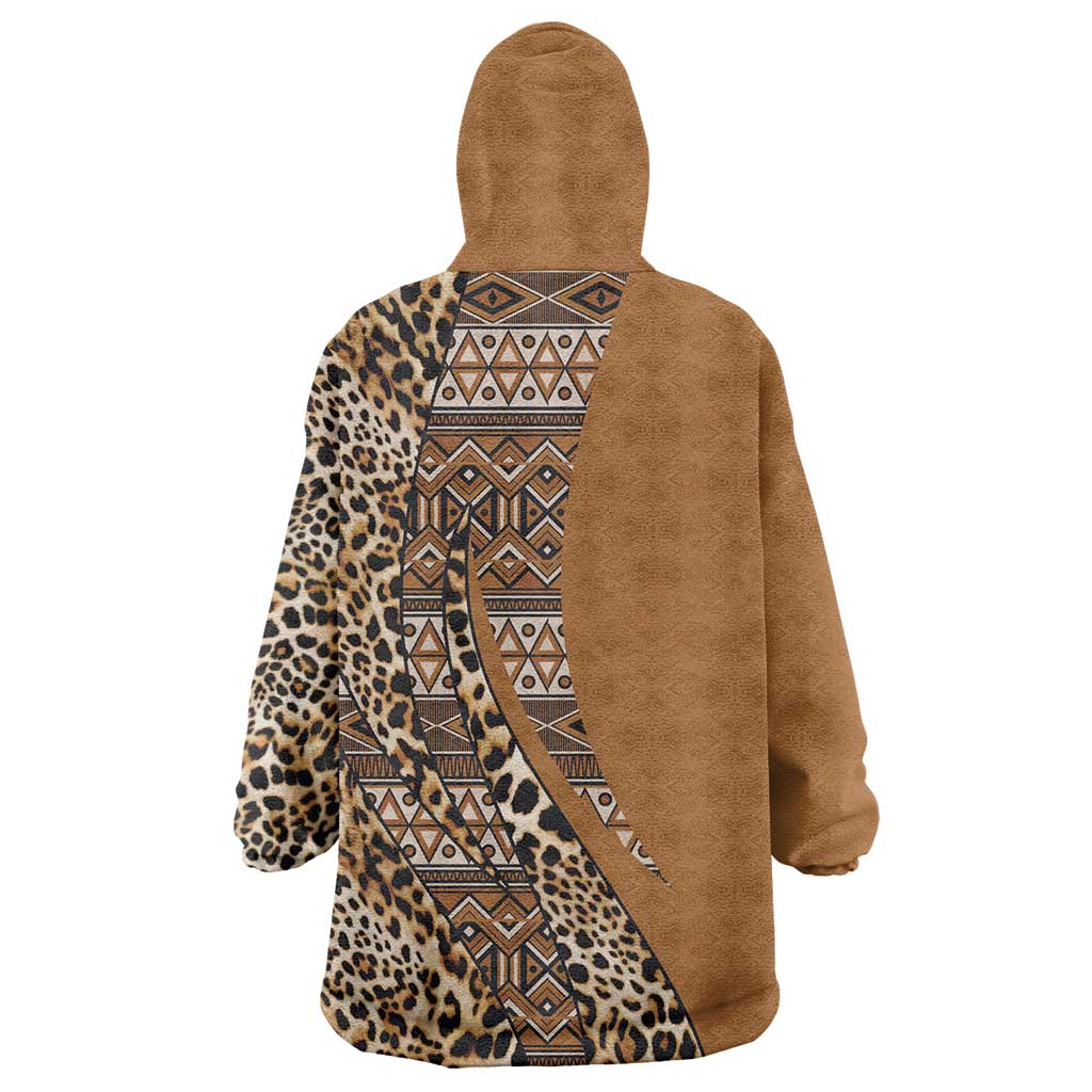 Afro Leopard Mix Native Tribal Pattern Wearable Blanket Hoodie LT9