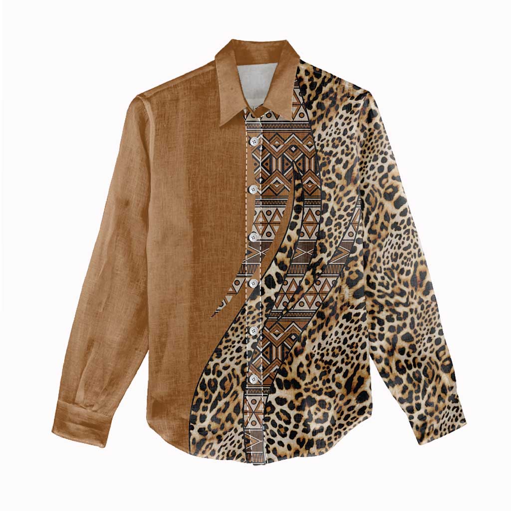 Afro Leopard Mix Native Tribal Pattern Women Casual Shirt LT9