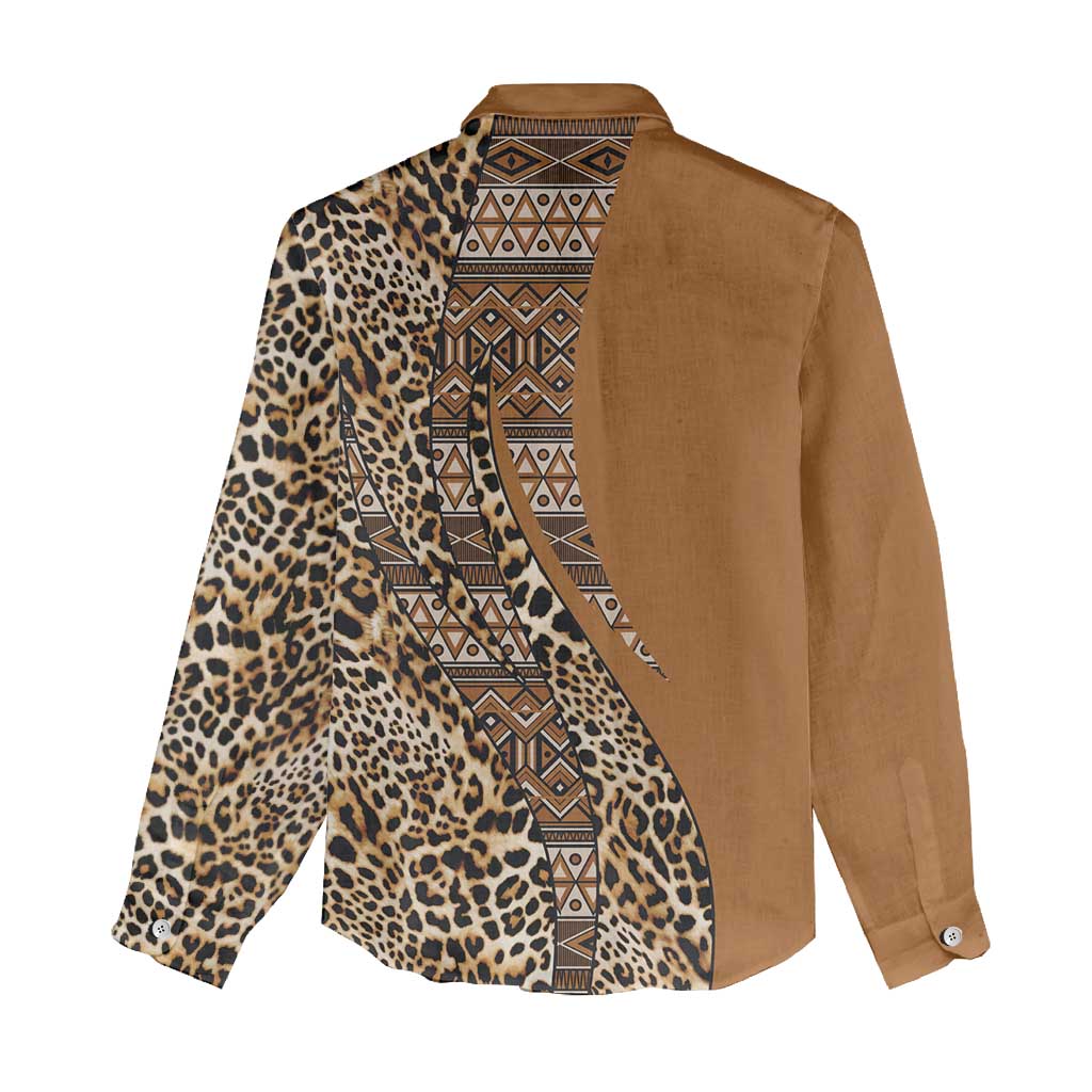 Afro Leopard Mix Native Tribal Pattern Women Casual Shirt LT9
