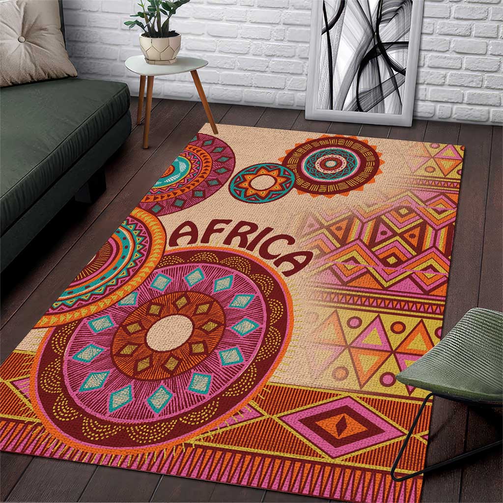 Afro Tribal Traditional Pattern Area Rug Beige Motif LT9