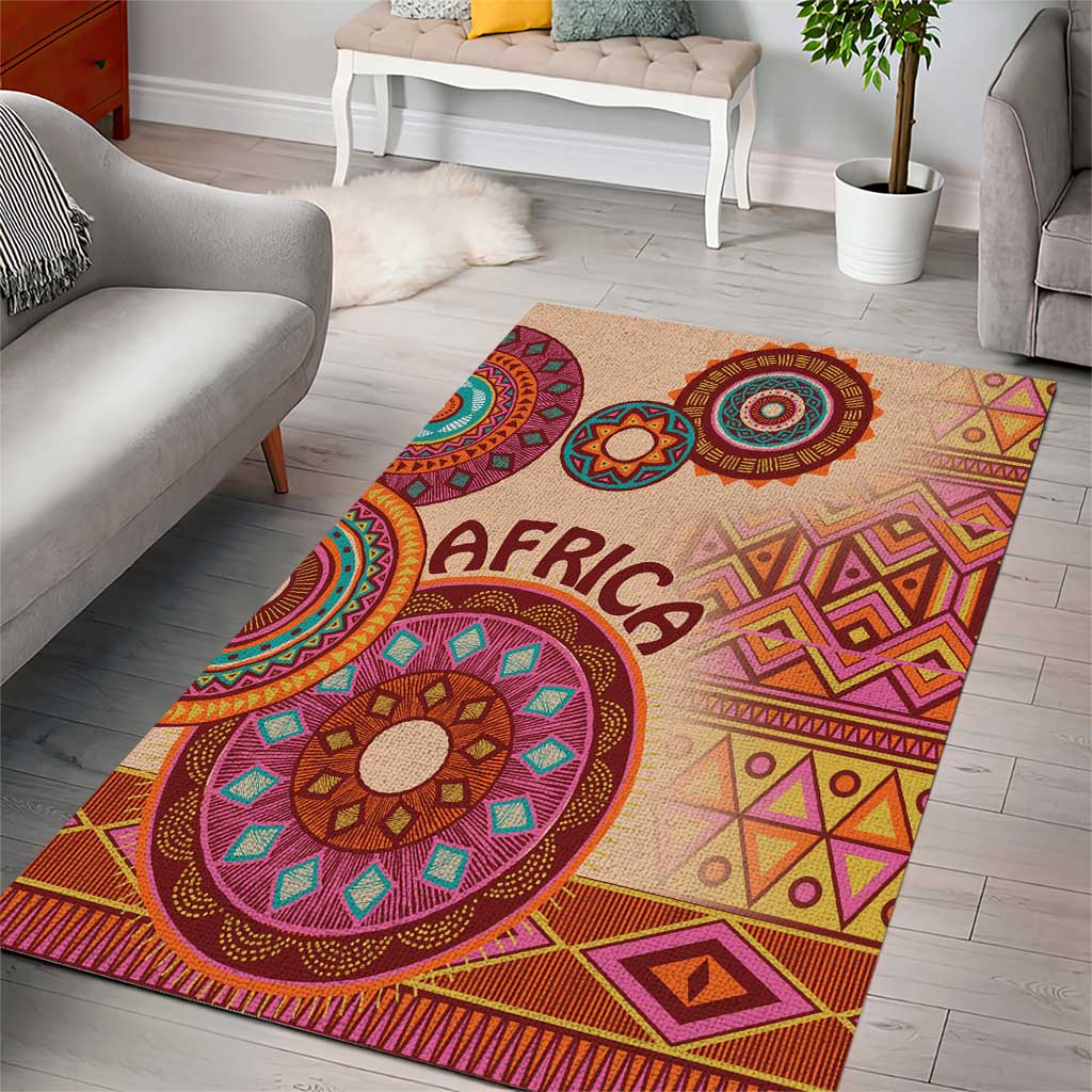 Afro Tribal Traditional Pattern Area Rug Beige Motif LT9