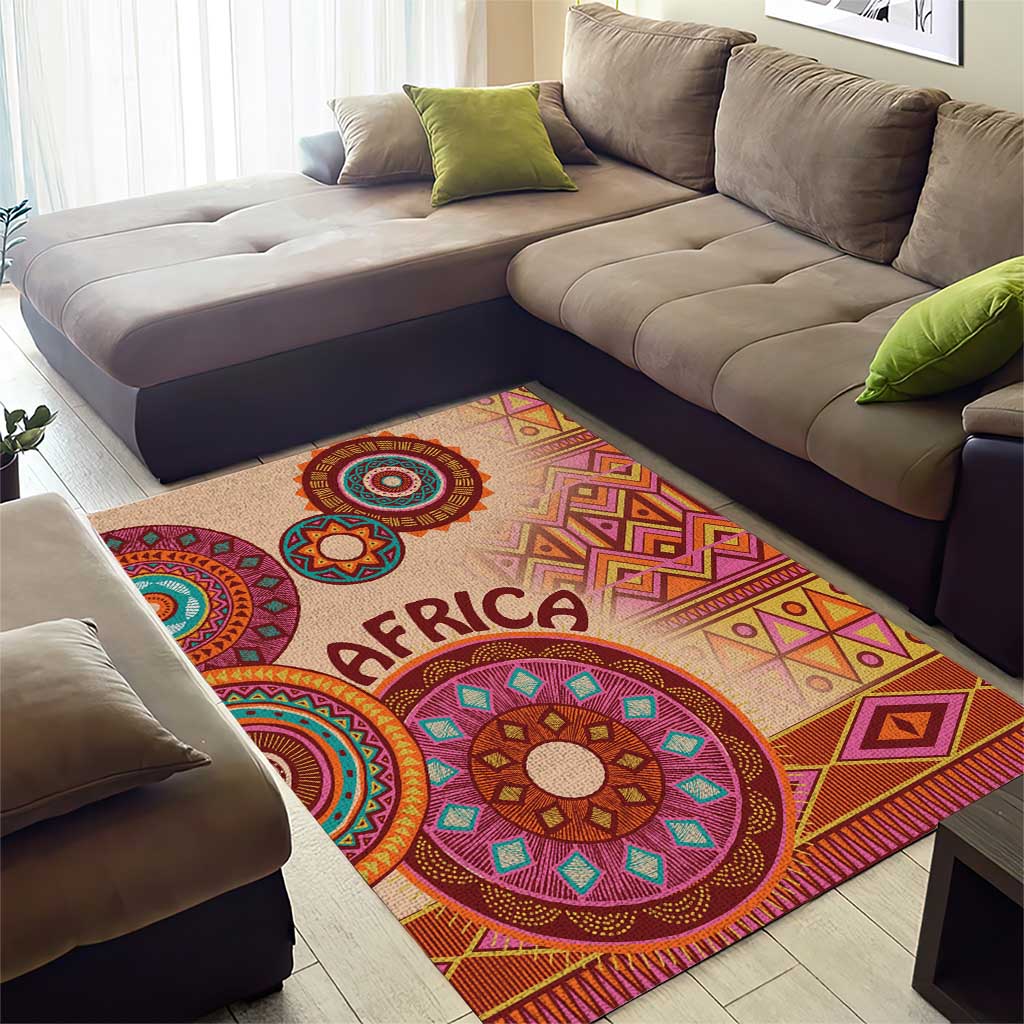Afro Tribal Traditional Pattern Area Rug Beige Motif LT9