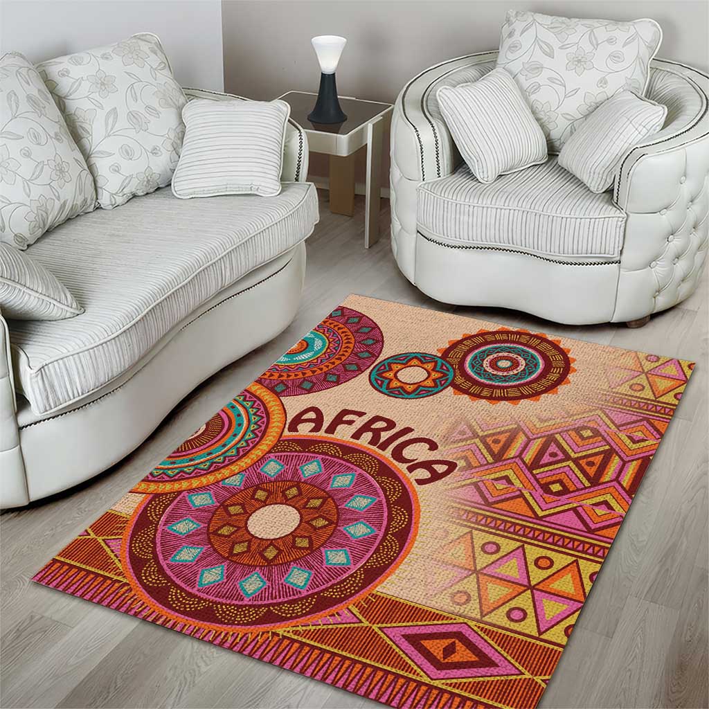 Afro Tribal Traditional Pattern Area Rug Beige Motif LT9