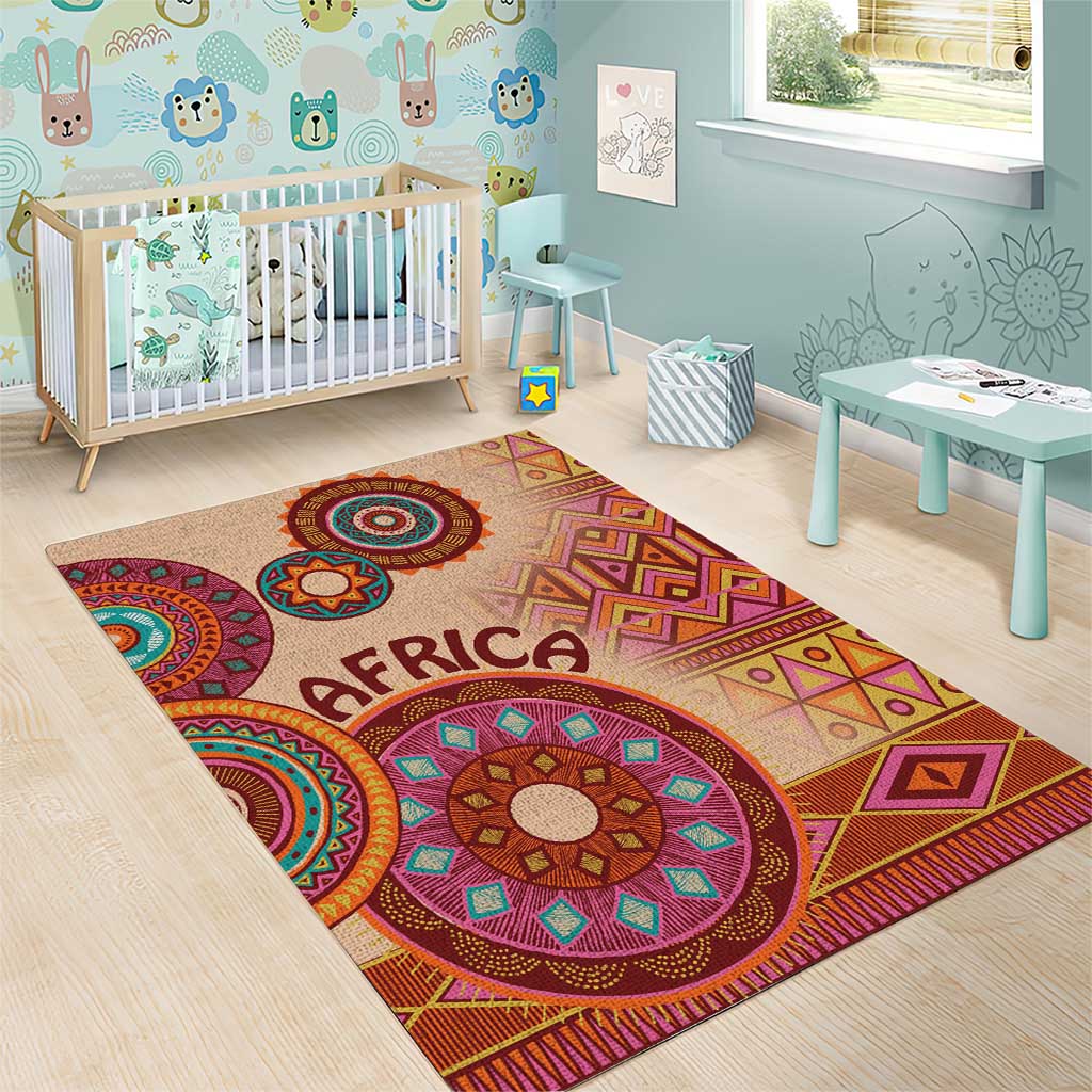 Afro Tribal Traditional Pattern Area Rug Beige Motif LT9