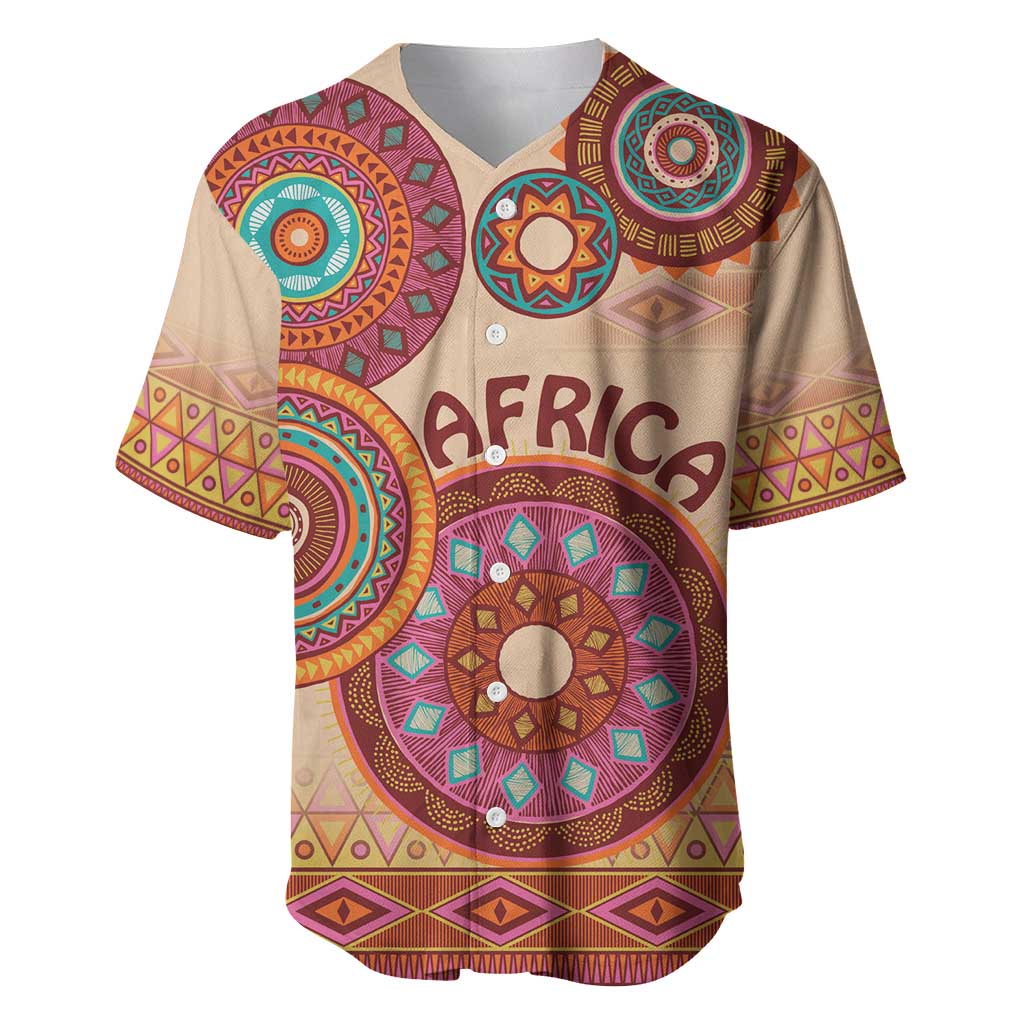 Afro Tribal Traditional Pattern Baseball Jersey Beige Motif LT9