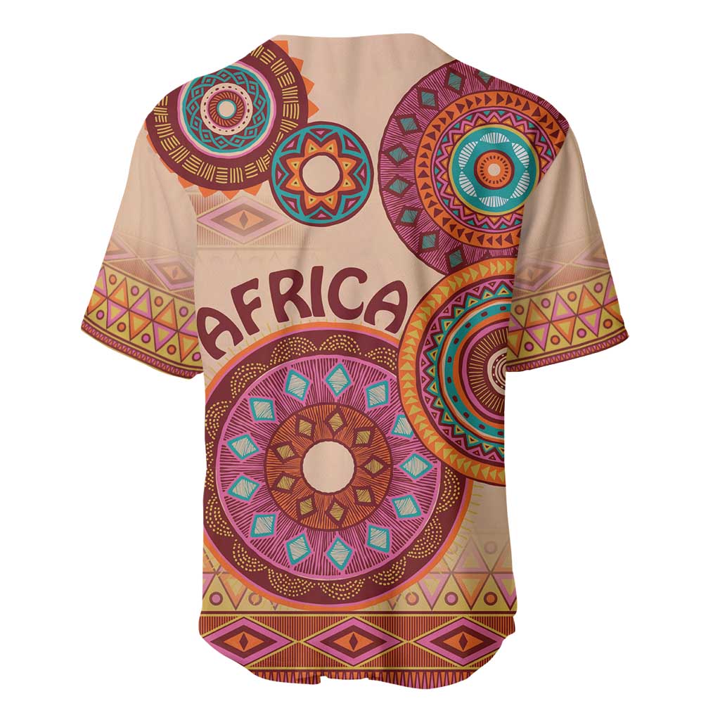 Afro Tribal Traditional Pattern Baseball Jersey Beige Motif LT9