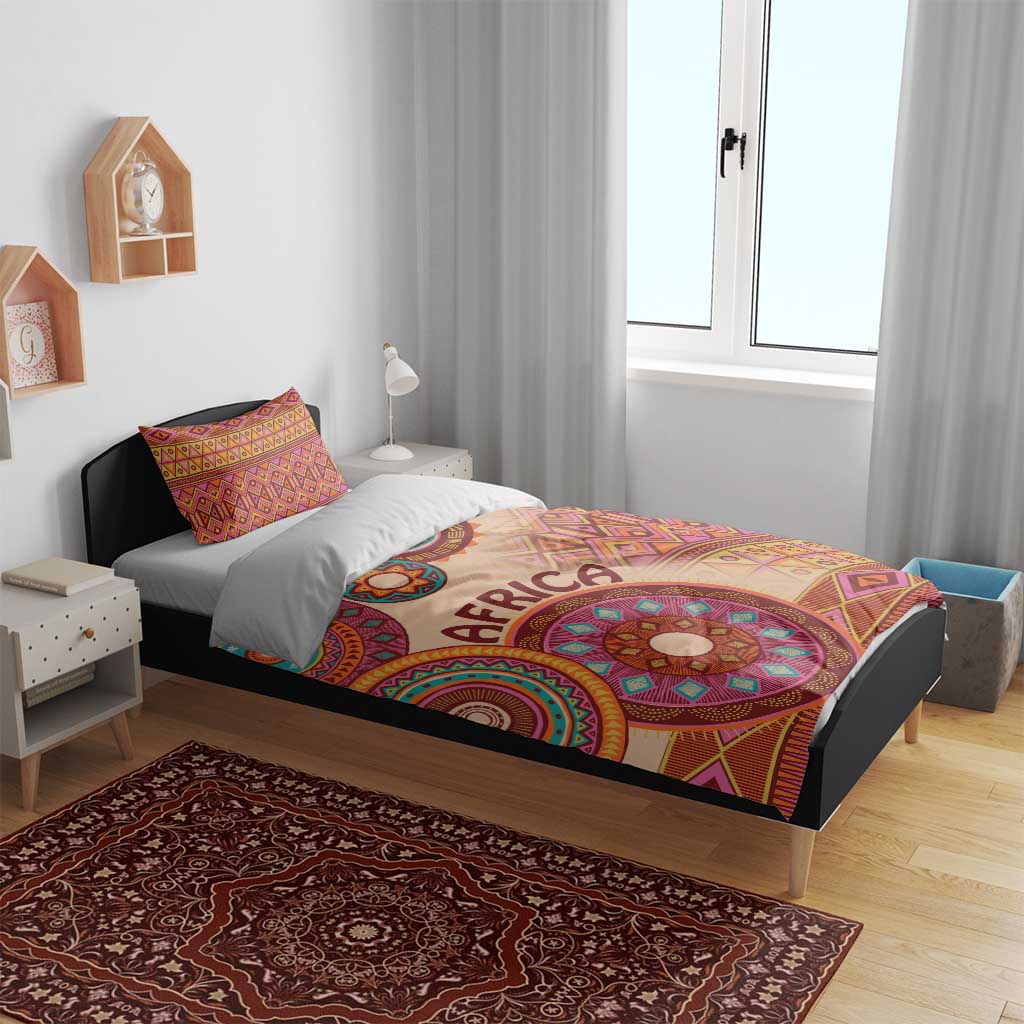 Afro Tribal Traditional Pattern Bedding Set Beige Motif LT9